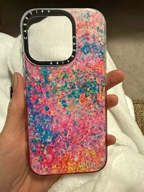 Casetify iPhone 15 pro- “My Neon Summer" design by Ingrid Ching, retails $60 EUC